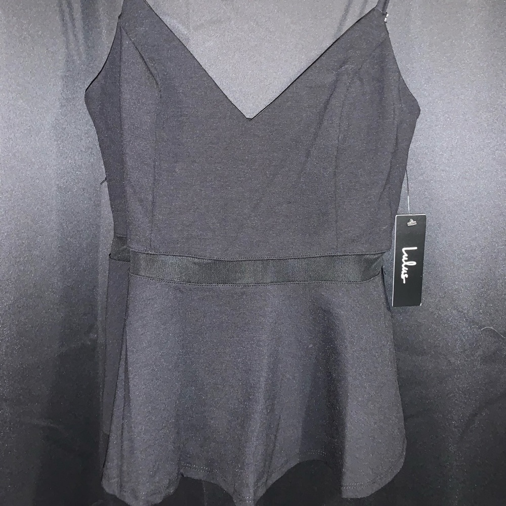 Lulus Black Mesh Peplum Tank - BNWT- Size Medium